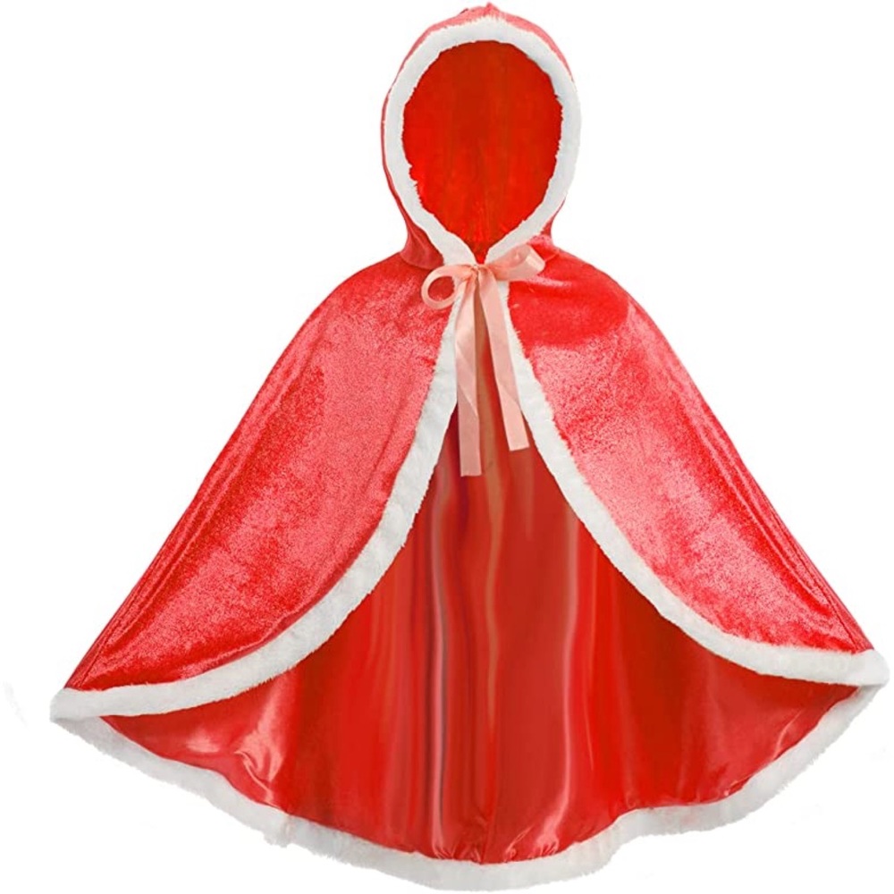 Fur Princess Hooded Red Riding Hood Cape Cloaks Costume Cosplay Dress Up 3T